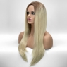 Длинный парик без челки из термоволос 733, цвет YF8-MIX613-122 красивый блонд с темными корнями