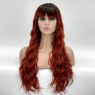Длинный волнистый парик из термоволос 745, цвет Y4-350 красный оттенок с темными корнями